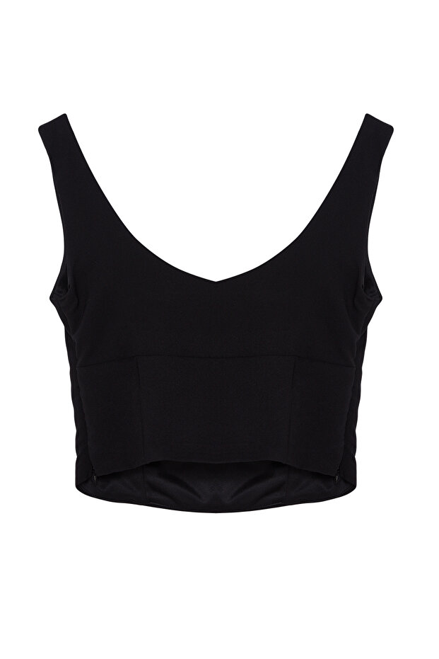 Siyah Fiyonk Detaylı Dokuma Bluz TPRSS24BZ00050 - 7