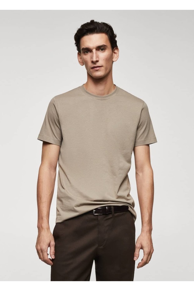 Basic Streç Pamuklu Tişört - 1