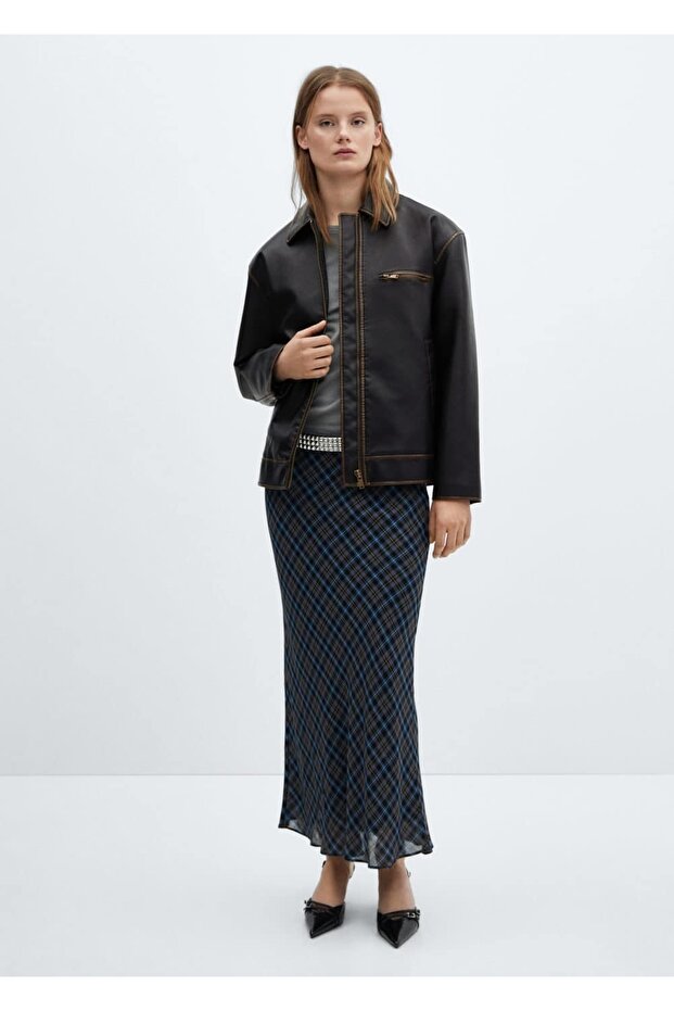 Eskitilmiş deri görünümlü ceket - 2