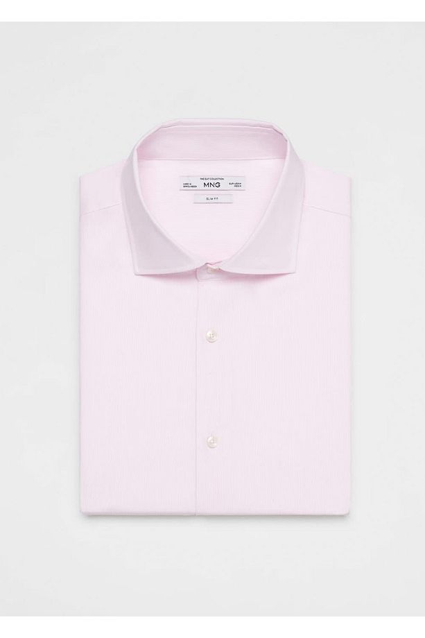 Slim fit mikro çizgili twil gömlek - 5