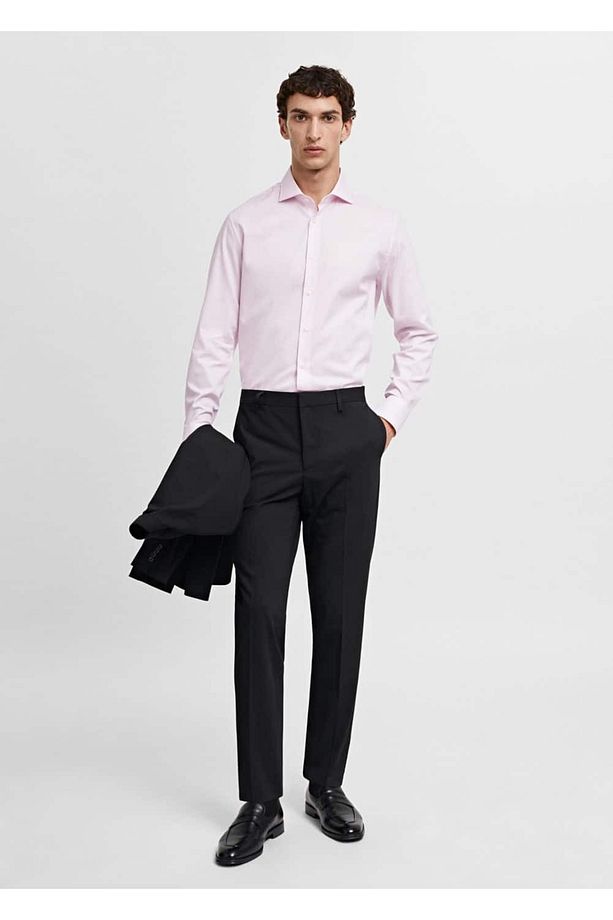 Slim fit mikro çizgili twil gömlek - 2