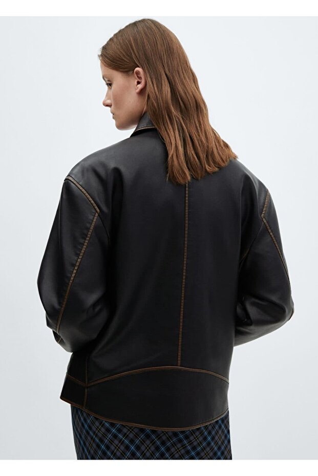 Eskitilmiş deri görünümlü ceket - 4