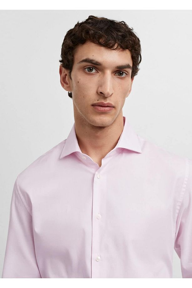 Slim fit mikro çizgili twil gömlek - 7