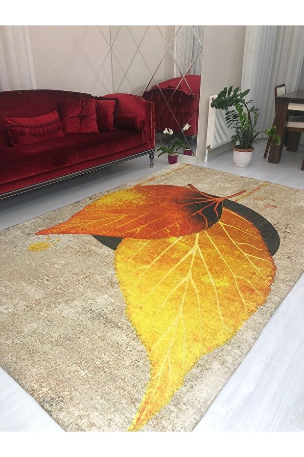 Yeni Desen 3d Yaprak Model Kadife Halı Örtüsü - 3