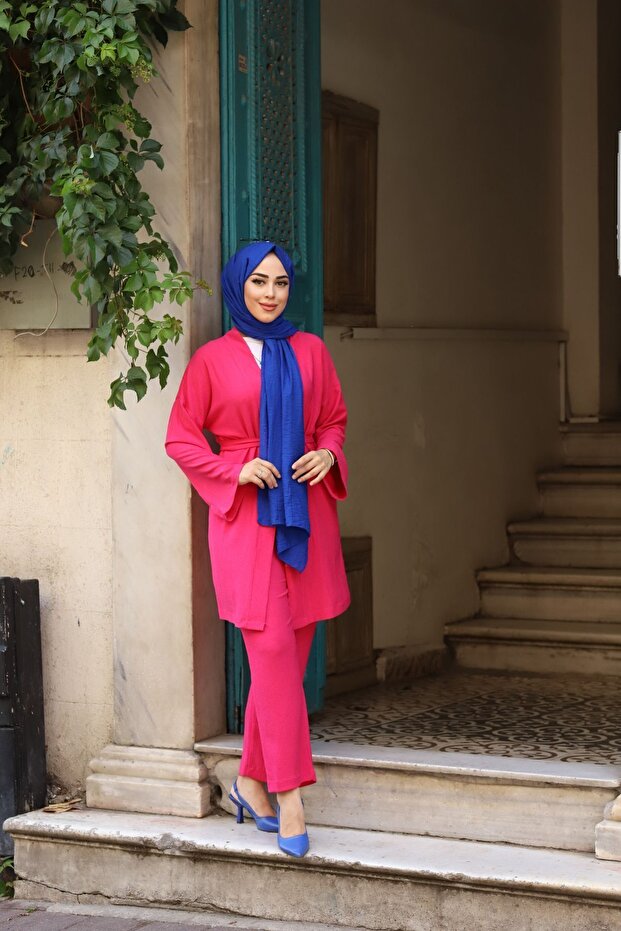 بدلة كيمونو مزدوجة بحزام - 6