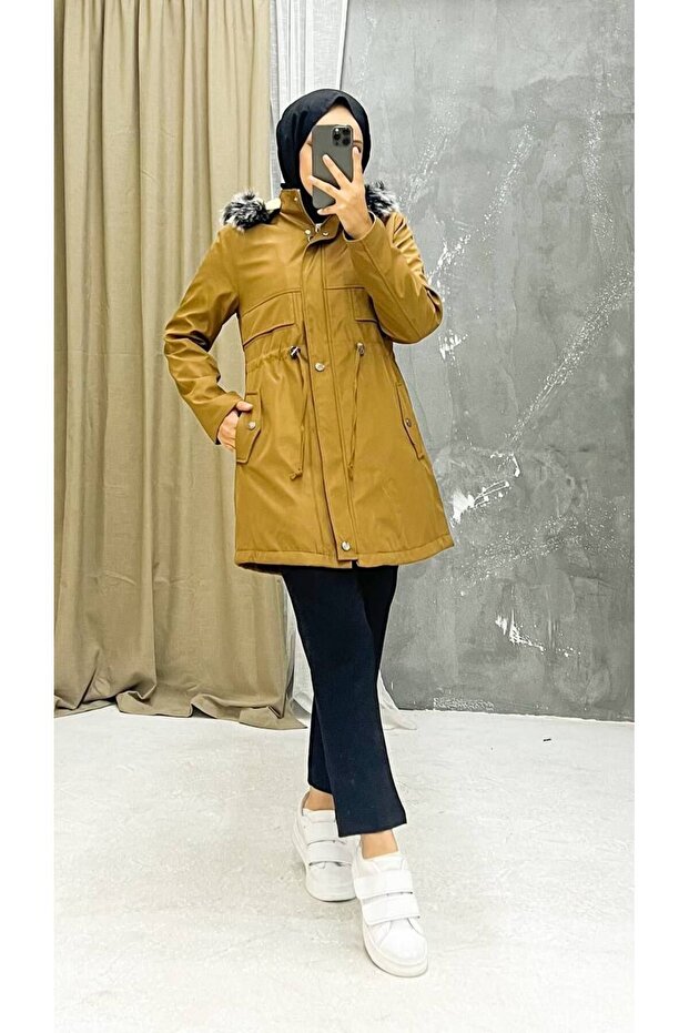 Tan Fur Lined and Waterproof Women's Winter Coat & Coat