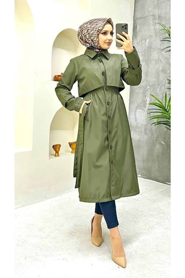 Lined and Button Detailed Women's Trench Coat