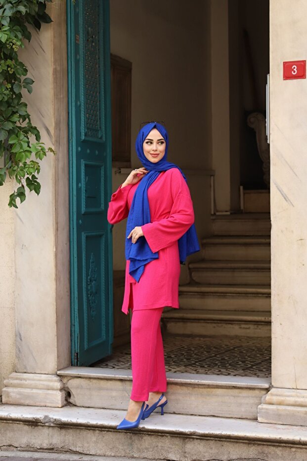 بدلة كيمونو مزدوجة بحزام - 4