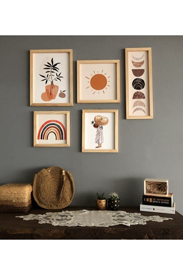 Bohemian Set of 5 with Wooden Frame
