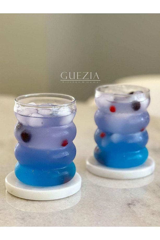Isıya Dayanıklı Borosilikat Cam Şerit Bombe Bardak | Kahve Sunum Bardağı | 2 Adet | 300 ml - 5