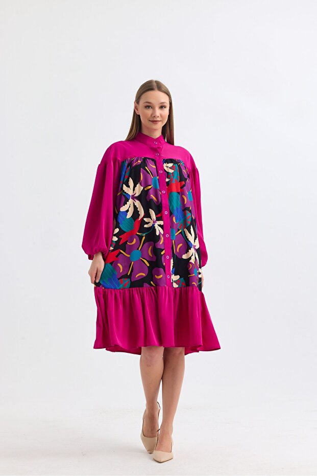 فستان مطوي بأزرار - 2