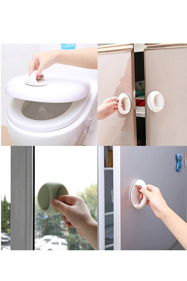 2 Adet Mobilya Hırdavat Kulp Sap Sürgü Pencere Kapı Dolap Kapağı Tutucu Tutacağı Yapışkanlı Tutacak - 2