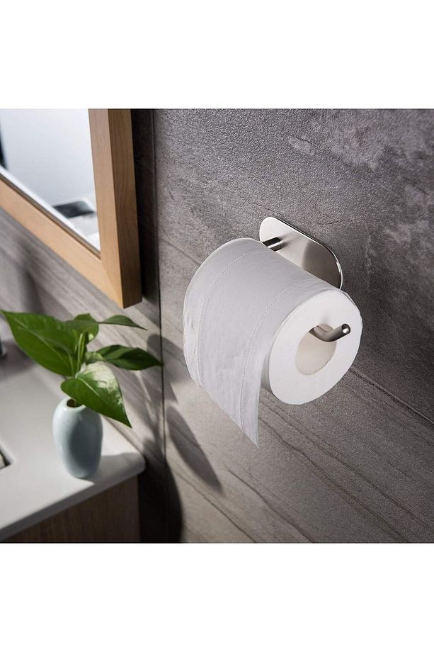 Paslanmaz Çelik Yapışkanlı Tuvalet Kağıtlığı - Kolay Montaj - Vida Yok! - Model: Hamburg Inox - 4