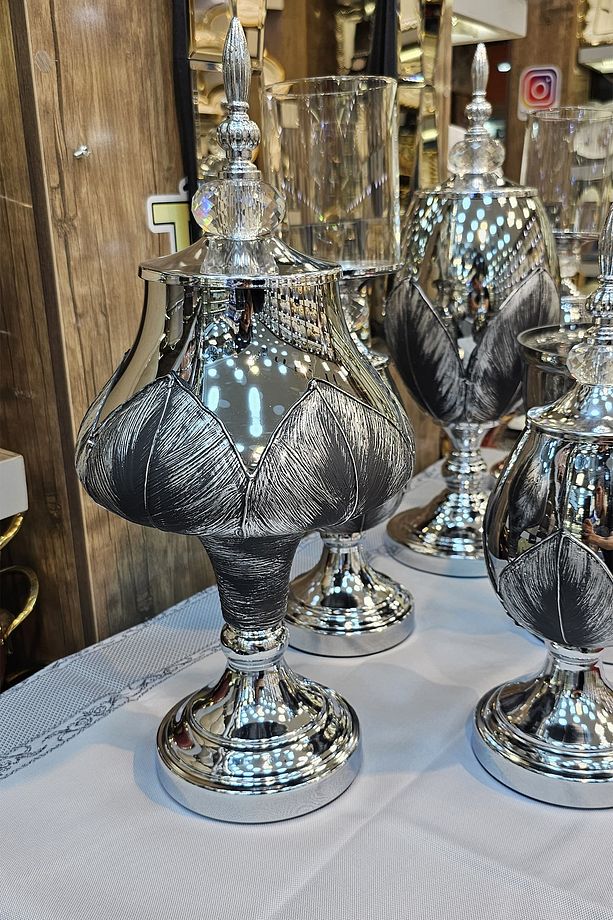 7 Parça Yaprak desenli Siyah Lüks Konsol Seti Aksesuar Seti - 3