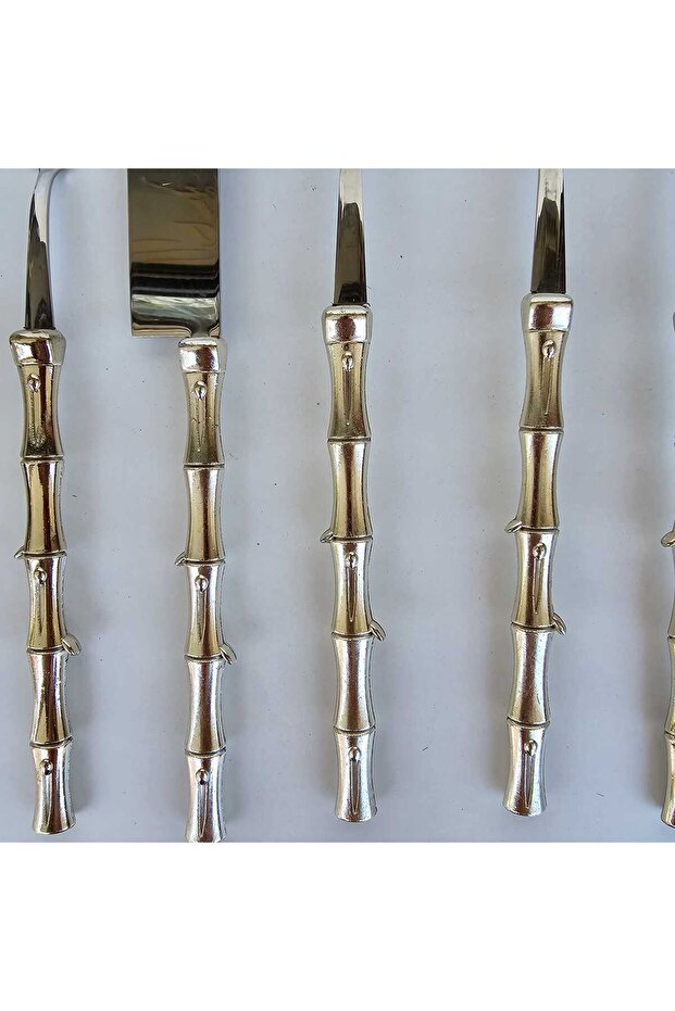 5 PARÇA SERVİS SETİ BAMBU MODEL GÜMÜŞ - 5