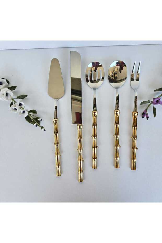 5 PARÇA SERVİS SETİ BAMBU MODEL - 2
