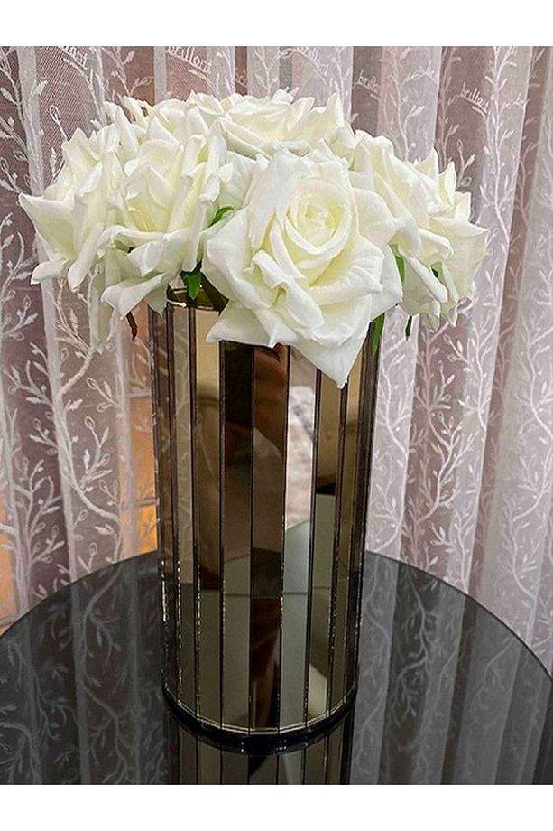 20 Cm Bronz Aynalı Yuvarlak Vazo - 1