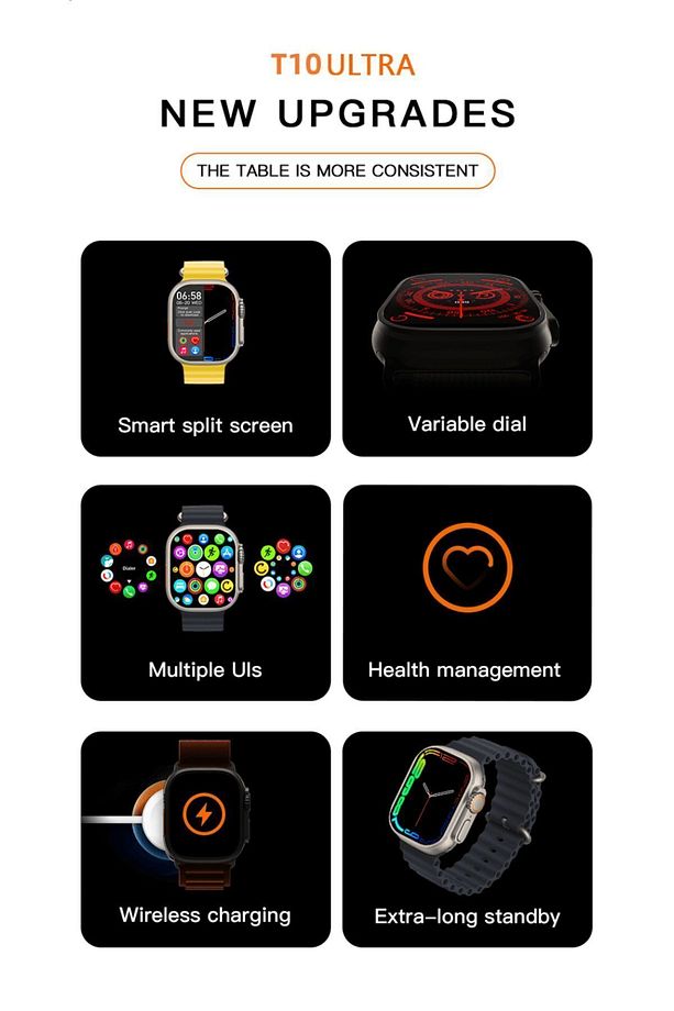 Watch 8 Ultra Series T10 Ultra Akıllı Saat 49Mm 2.09!''iOS/Android Çift Kordon Akıllı Saat - 4