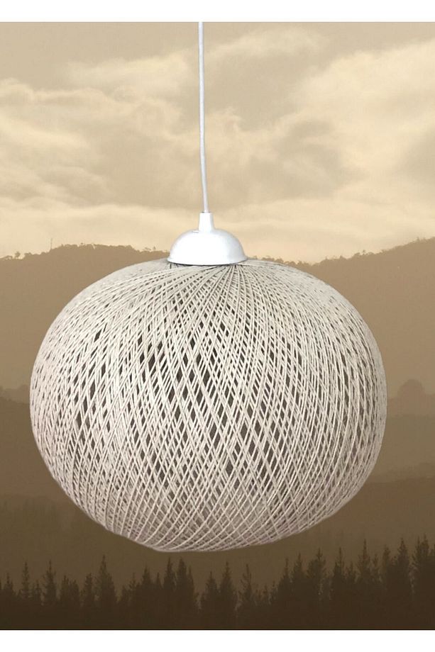 Ip Sarkıt Avize Büyük Boy Top Avize 30 Cm Çap Krem Rengi - 6
