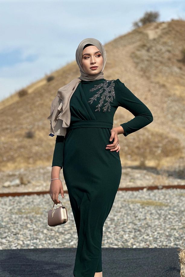 Orkide Abiye - Zümrüt Yeşili - 1