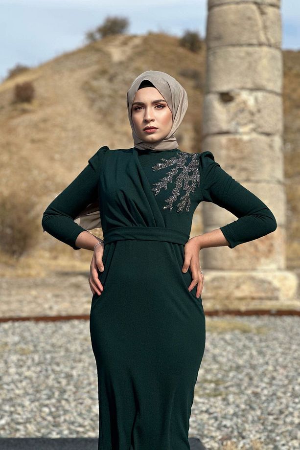 Orkide Abiye - Zümrüt Yeşili - 6