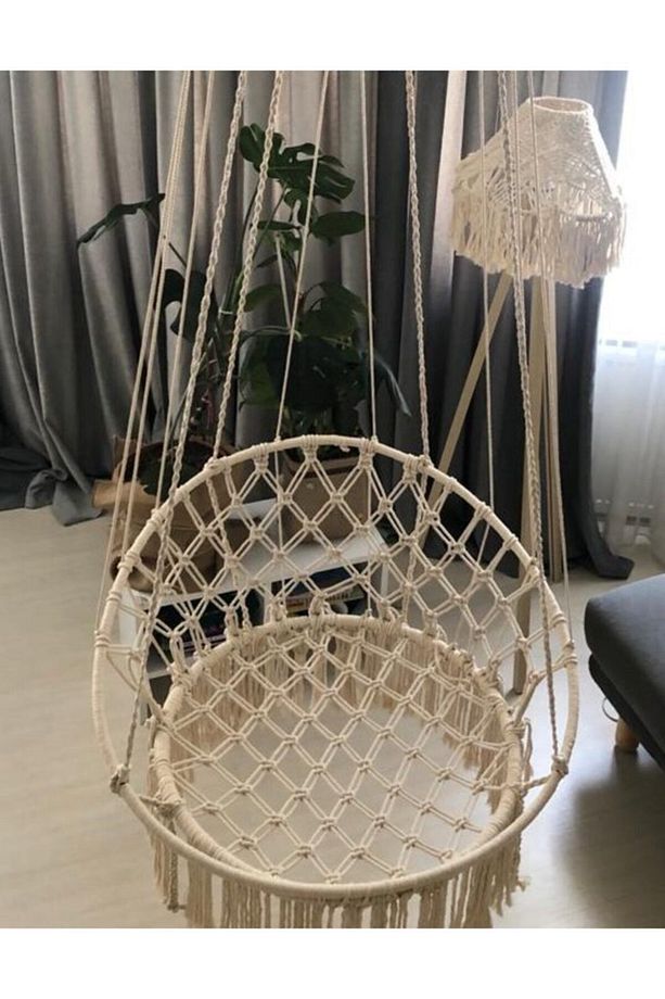 Yılbaşı Makrome Özel Örgü Halatlı Salıncak Hamak Pamuk Ip 270420 - 4