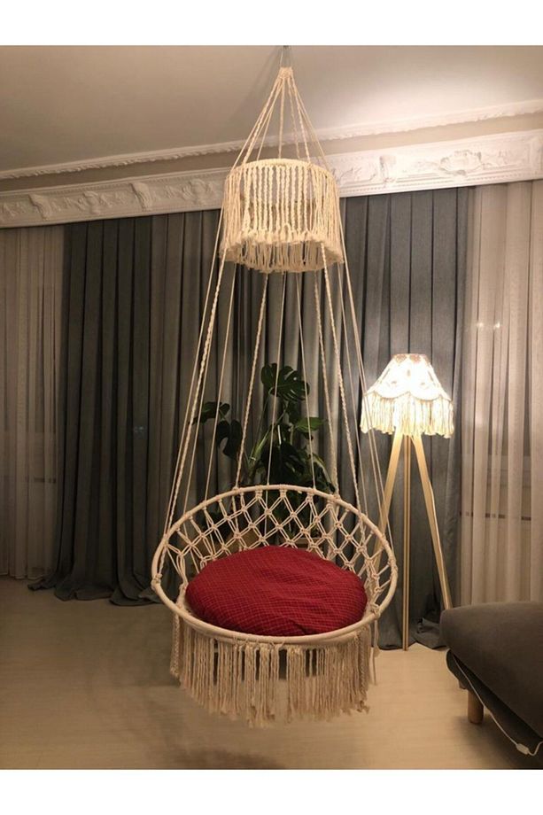 Yılbaşı Makrome Özel Örgü Halatlı Salıncak Hamak Pamuk Ip 270420 - 3