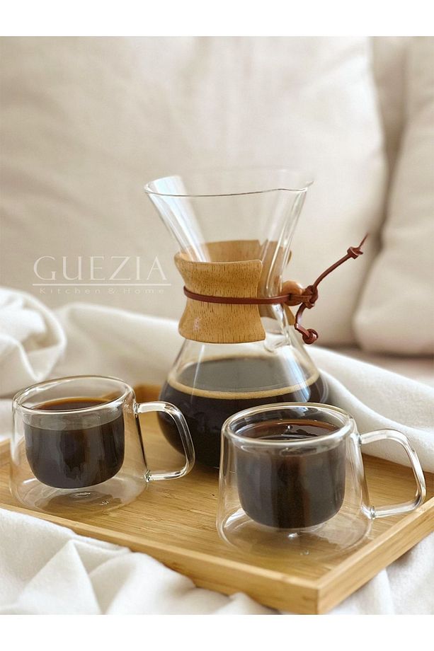 Dayanıklı Kulplu Çift Cidarlı Espresso Bardak | Kahve Bardağı | Borosilikat 2 Adet | 200 ml - 3