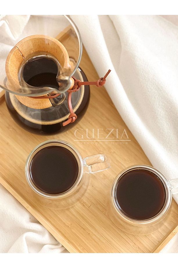Dayanıklı Kulplu Çift Cidarlı Espresso Bardak | Kahve Bardağı | Borosilikat 2 Adet | 200 ml - 8
