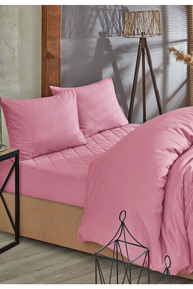 Powder Quilted Mattress Protector 100% Cotton Mattress Pad and Duvet Cover Set