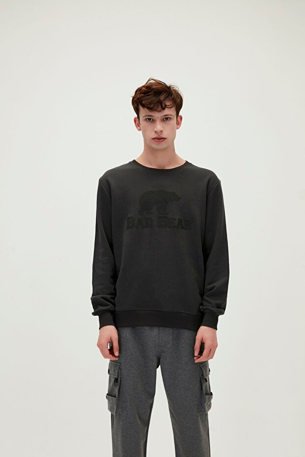 Crewneck الرجال البلوز الأزرق الداكن المطبوعة