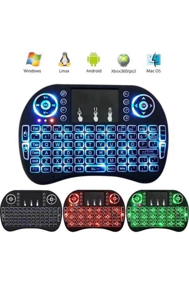 Mini Klavye Led Işıklı Kablosuz Bluetooth Şarj Edilebilir Mini Türkçe Klavye Mouse Smart Tv Box - 2