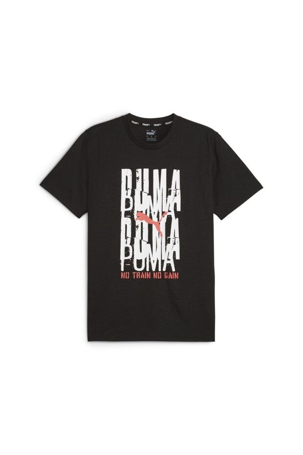 Graphic Emblem Men's Black Round Neck T-Shirt