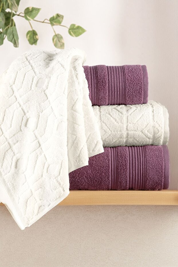Set of 4 Bath Towel Set Hammam Set 100% Cotton