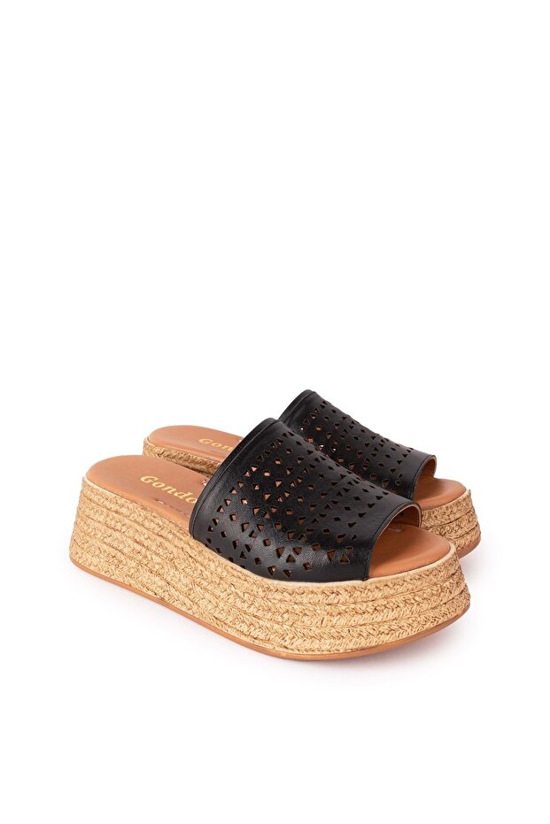 Women's Genuine Leather Platform Sole Slippers Mlk.5352