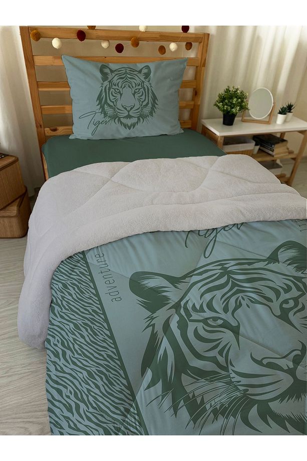 Aslan Desenli Tek Kişilik 160x220 Cm Wellsoft Çift Taraflı Silikon Yorgan Ve Uyku Seti - 2