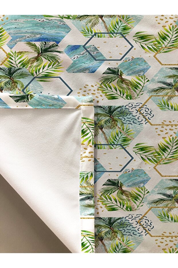 Leaf Patterned Tablecloth White - 2