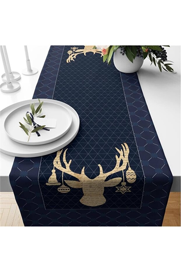 New Year's Special Velvet Runner with Deer Pattern