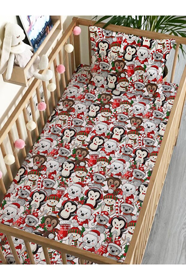New Year's Theme Animal Pattern Printed Baby Size Elastic Sheet Set