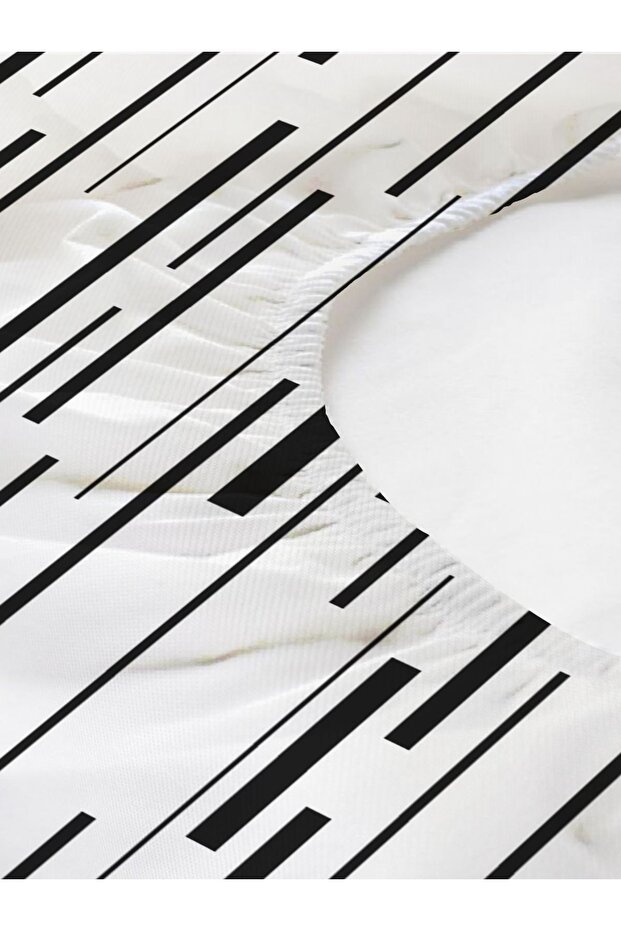 Striped Patterned Printed Single Elastic Sheet Set - 2