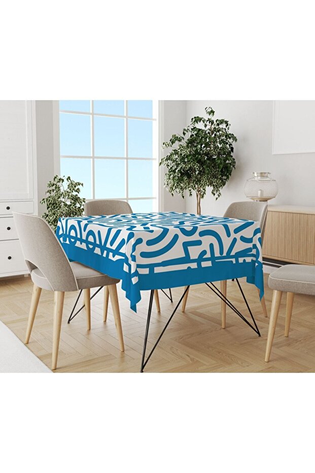 Mdoern Patterned Tablecloth Blue - 1