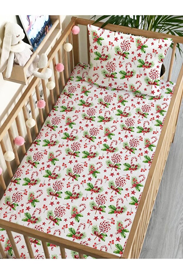 New Year's Theme Printed Baby Size Elastic Sheet Set