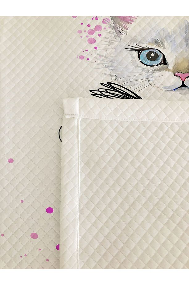 Kedi Desenli, Baskılı Tek Kişilik ve Çocuk Pike Takımı - 3