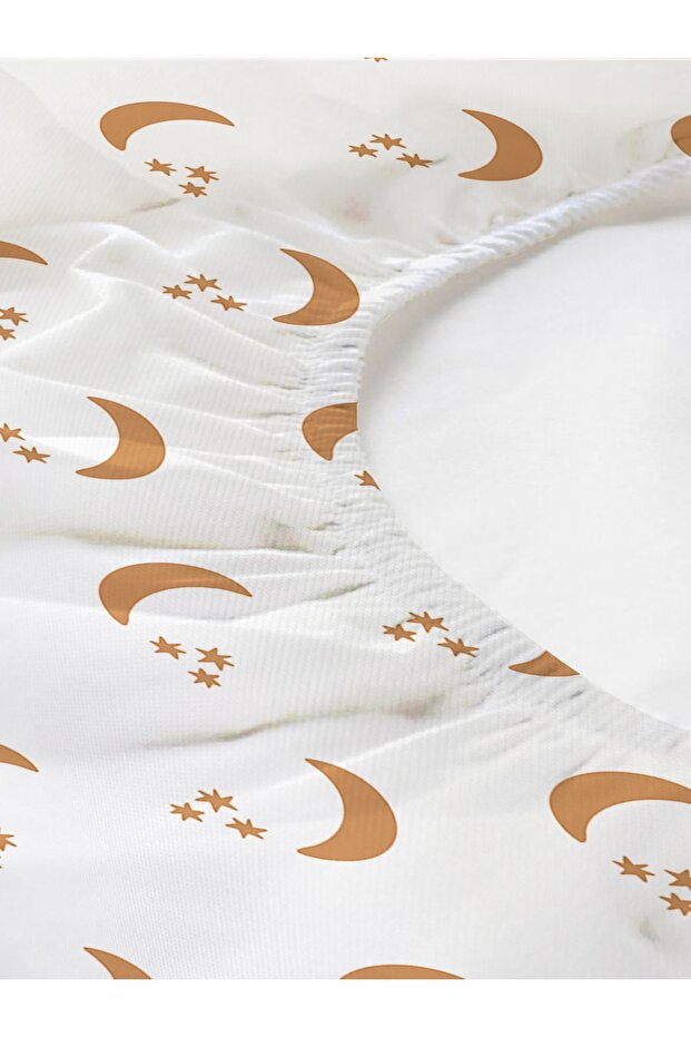 Moon Patterned Printed Single Elastic Sheet Set - 2