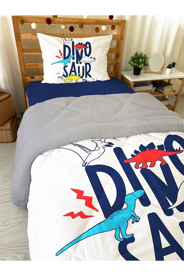 Dinazor Desenli Tek Kişilik 160x220 Cm Wellsoft Çift Taraflı Silikon Yorgan Ve Uyku Seti - 2