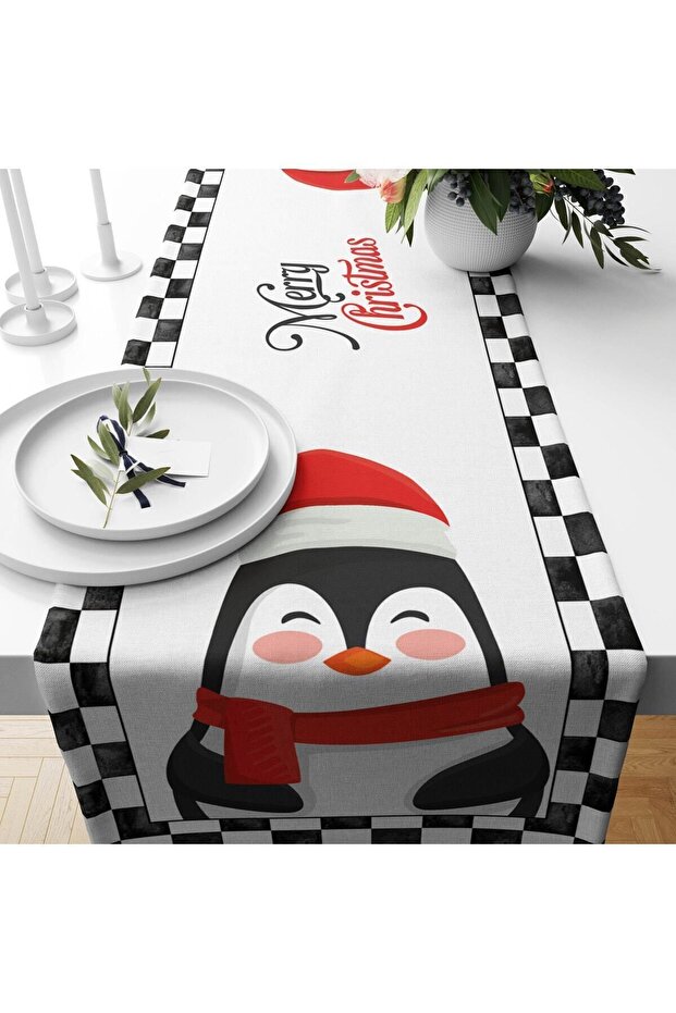 عيد الميلاد تحت عنوان البطريق منقوشة المخملية عداء