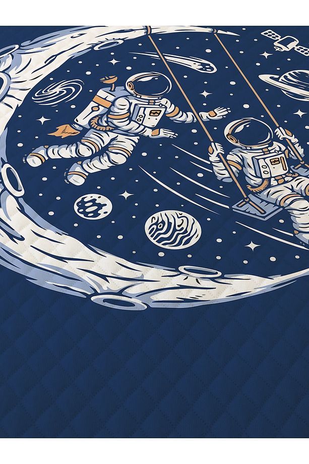 Astronot Desenli, Baskılı Tek Kişilik ve Çocuk Pike Takımı - 2
