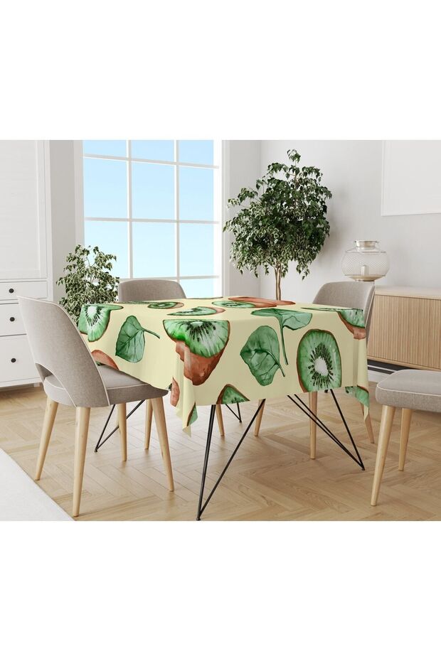 Yellow Kiwi Patterned Tablecloth - 1