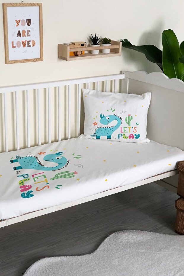 Dinosaur Patterned Velvet Decorative Baby Crib Cover