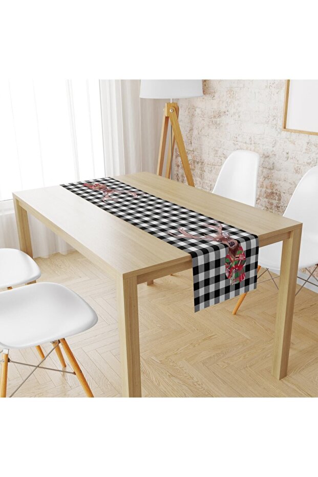 Evmila Plaid Deer Pattern Runner Llrn 2